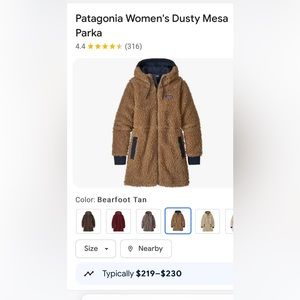 Patagonia Dusty Mesa Parka - size L